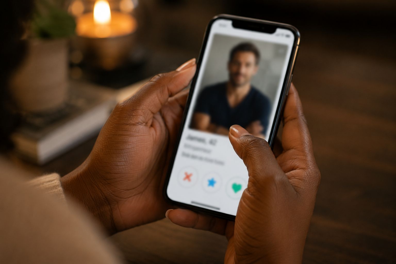 A couple reviewing profile verification tips to identify fake swinger profiles on lifestyle dating apps